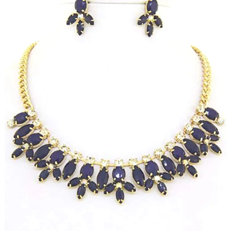 Montana Blue Crystal Collar Necklace and Earrings