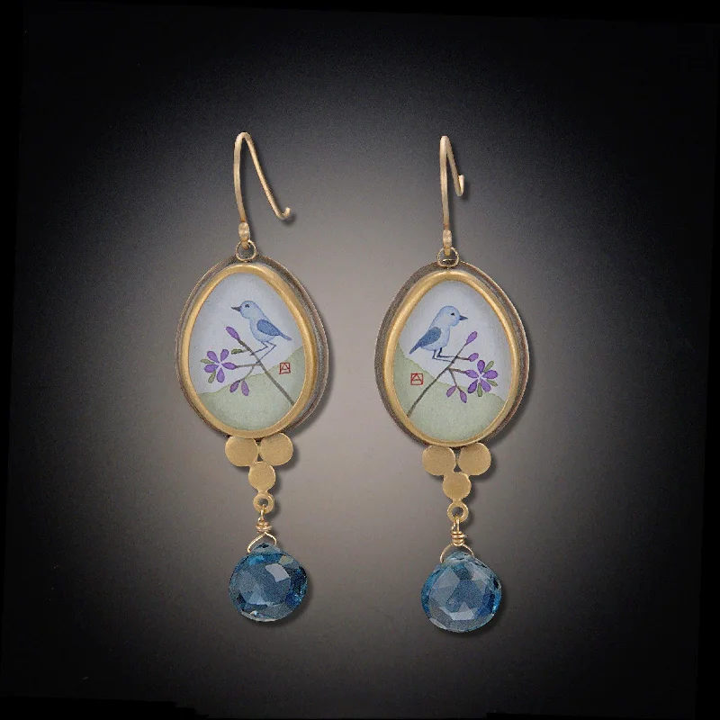 Oval Bluebird Earrings with London Blue Topaz