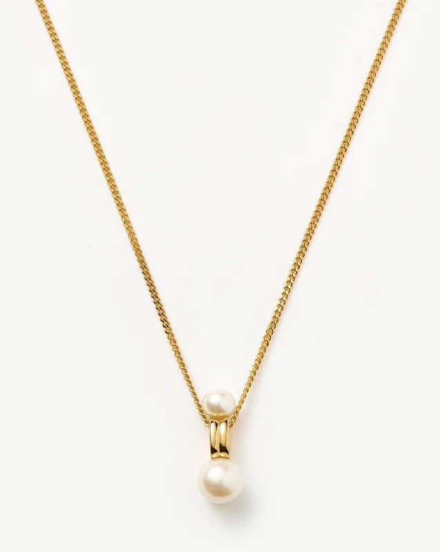 Pearl Ridge Pendant Chain Necklace | 18k Gold Plated Vermeil/Pearl