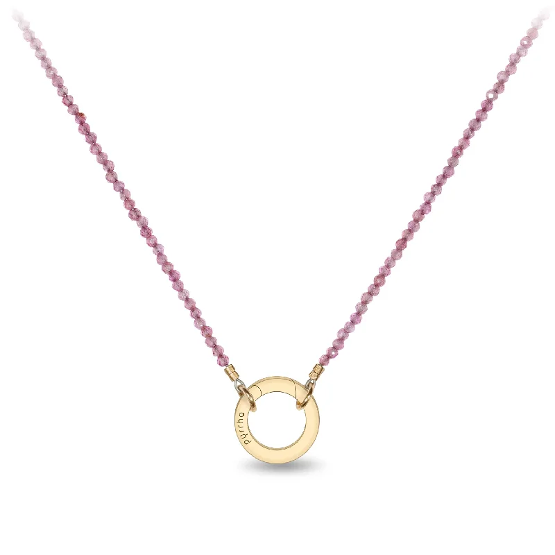 Ruby 14K Gold Faceted Stone Choker with Talisman Clip