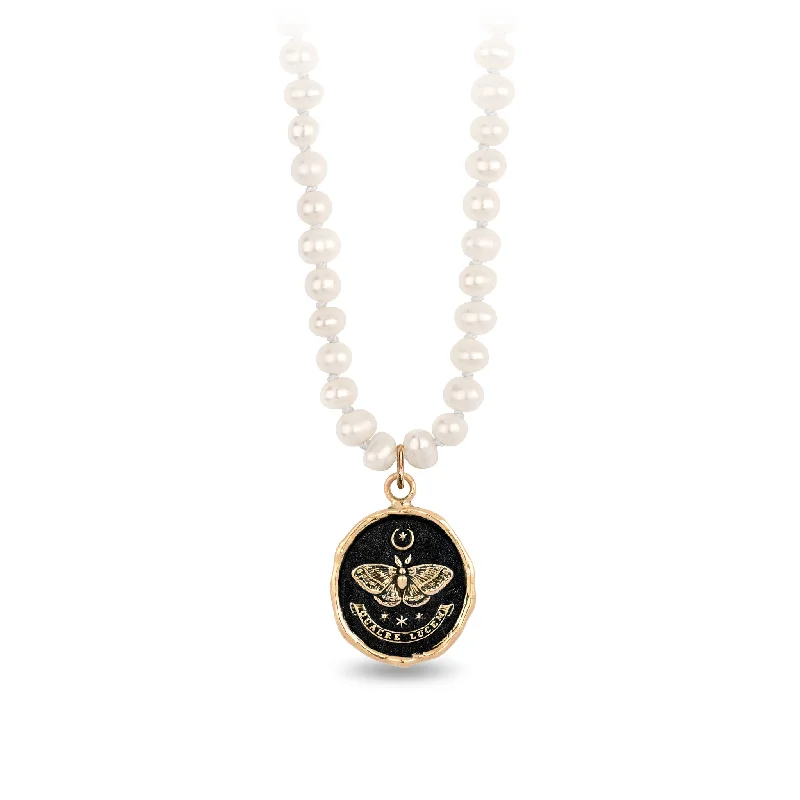 Seek the Light 14K Gold Talisman on Knotted Freshwater Pearl Necklace