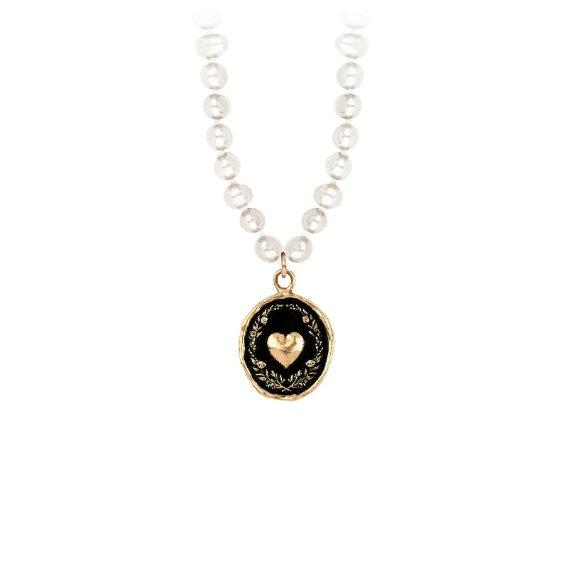 Self-Love 14K Gold Talisman on Knotted Freshwater Pearl Necklace