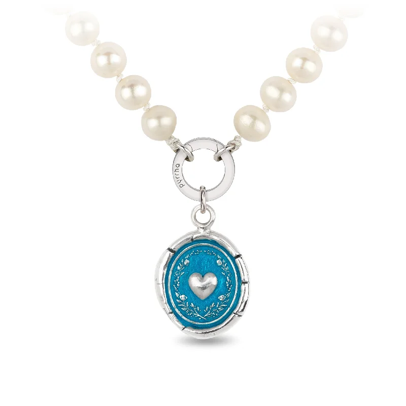 Self-Love Knotted Freshwater Pearl Necklace - Capri Blue