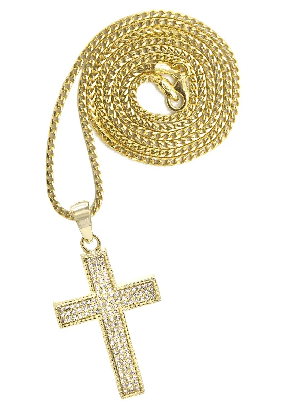 Silver Necklace - Gold Cross Necklace | 12.7 Grams