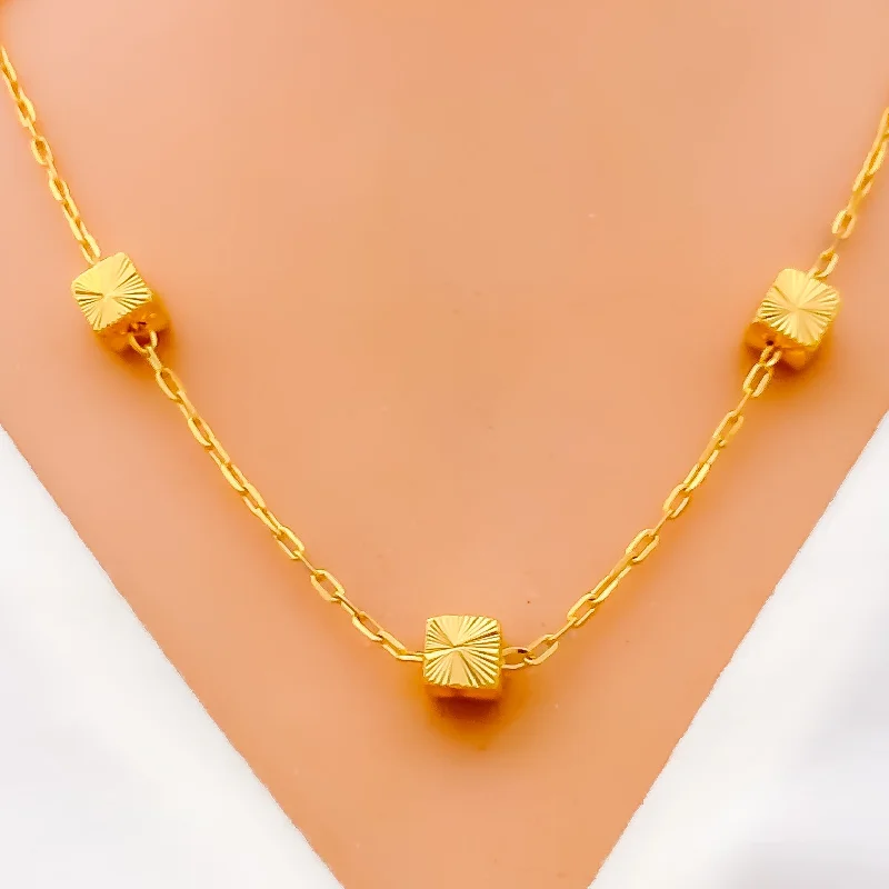 Striking Striped Block 22k Gold Necklace