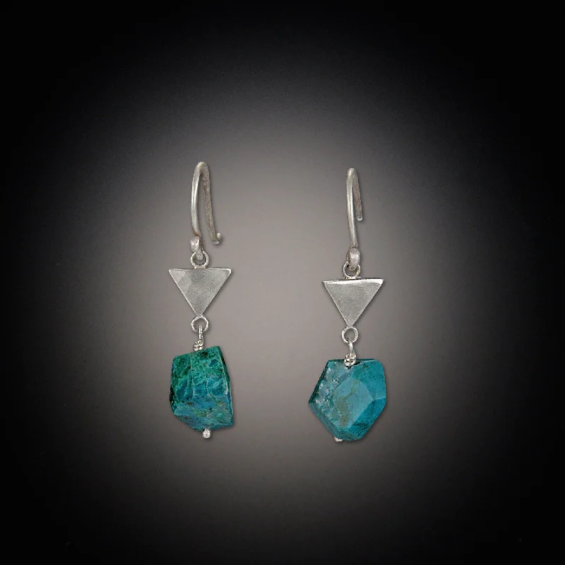 Tiny Triangle Earrings with Turquoise