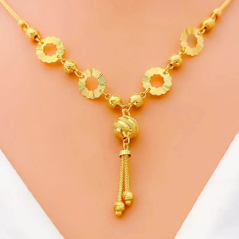 Trendy Dangling Orb 22k Gold Necklace