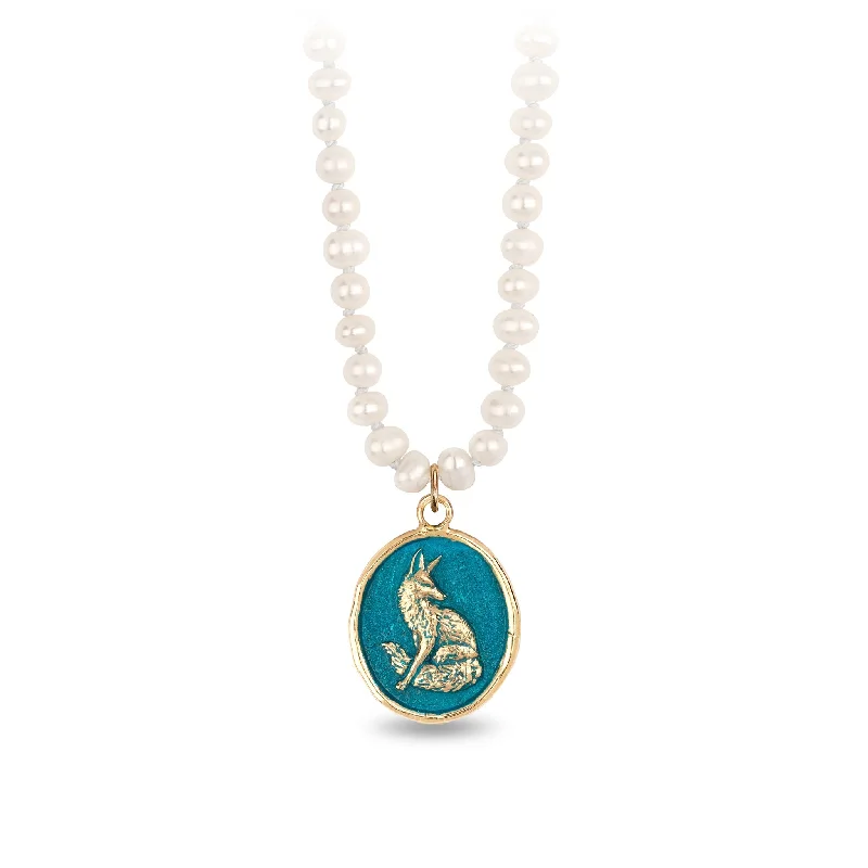 Trust in Yourself 14K Gold Talisman on Knotted Freshwater Pearl Necklace - True Colors