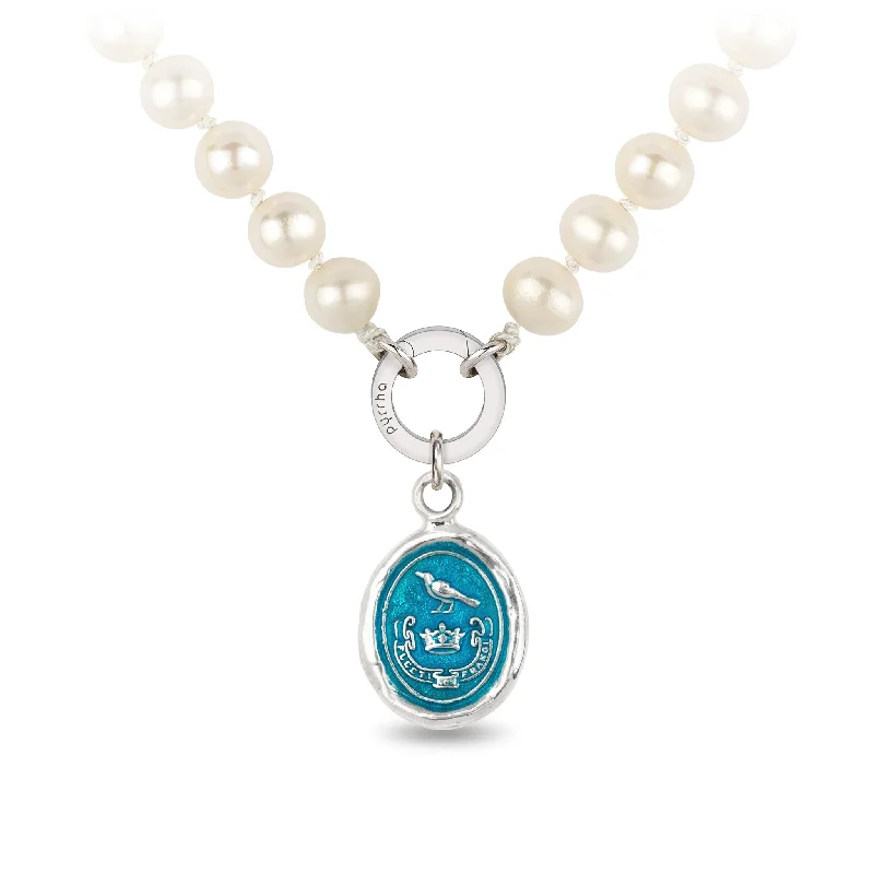 Unbreakable Knotted Freshwater Pearl Necklace - Capri Blue