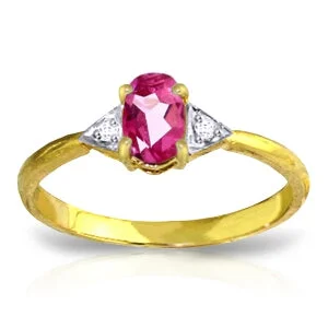 0.46 Carat 14K Solid Yellow Gold Farah Pink Topaz Diamond Ring