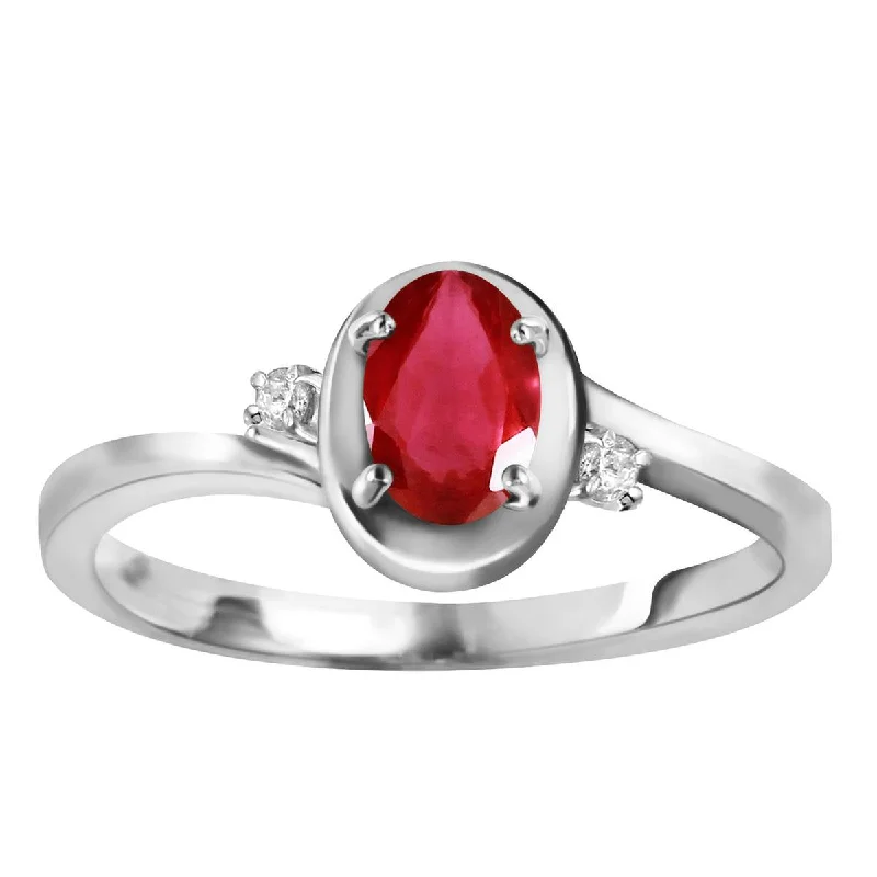 0.51 Carat 14K Solid White Gold Boy Meets Girl Ruby Diamond Ring