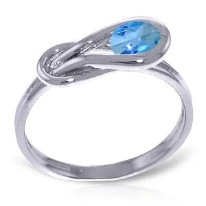 0.65 Carat 14K Solid White Gold Where I Return Blue Topaz Ring