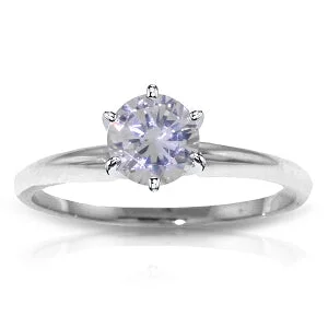 0.75 Carat 14K Solid White Gold Solitaire Ring 0.75 Carat Natural Diamond