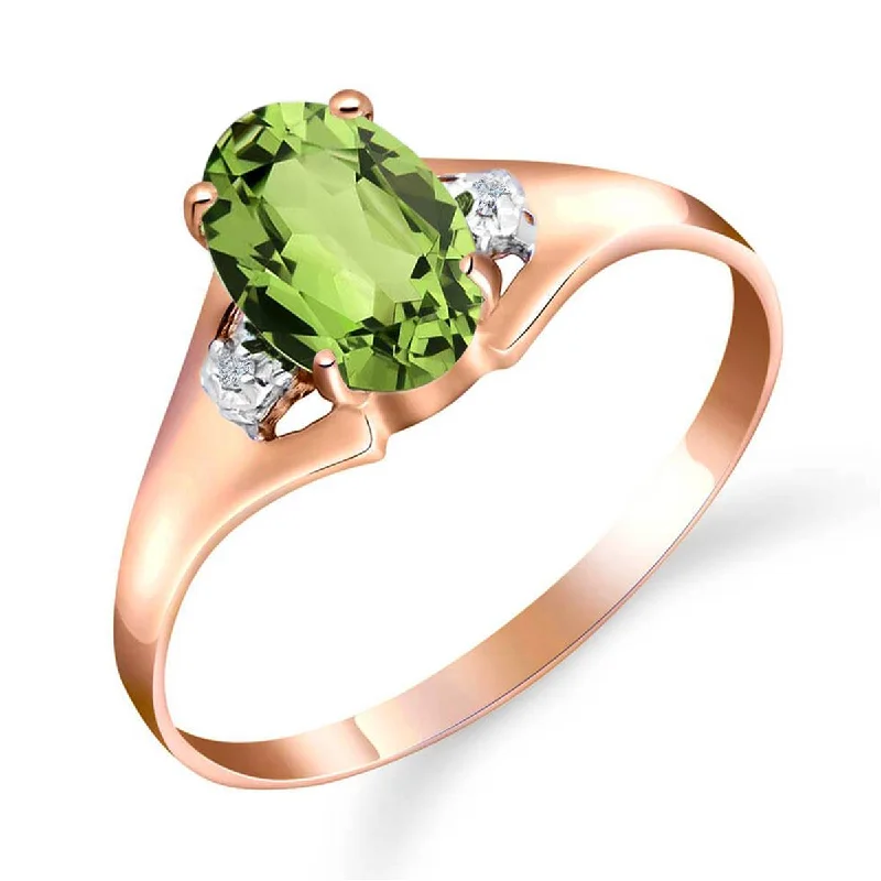 0.76 Carat 14K Solid Rose Gold Brilliance Peridot Diamond Ring