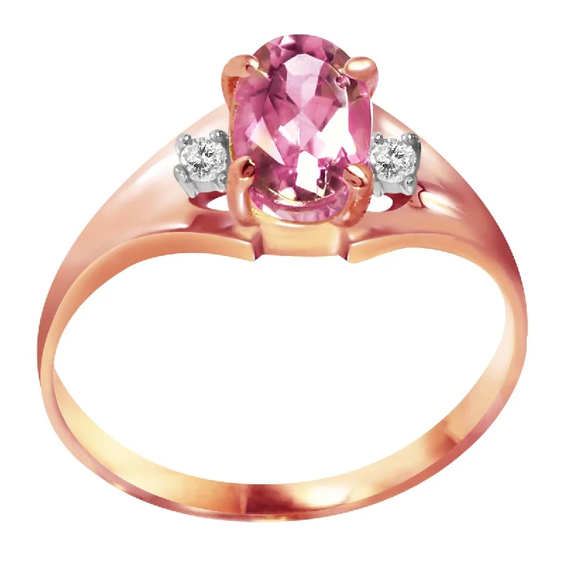 0.76 Carat 14K Solid Rose Gold Brilliance Pink Topaz Diamond Ring