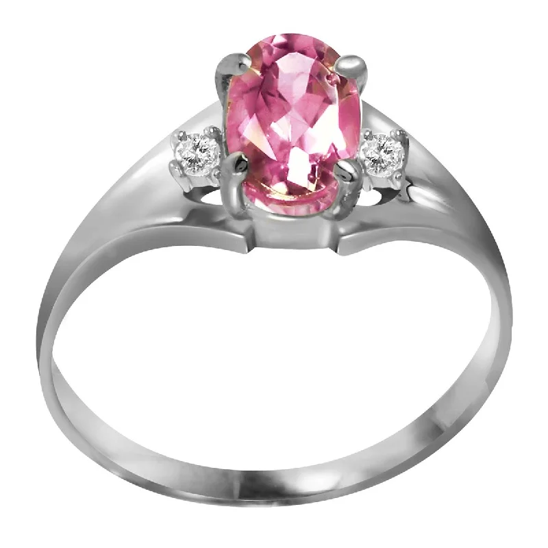 0.76 Carat 14K Solid White Gold Flip And Direct Pink Topaz Diamond Ring