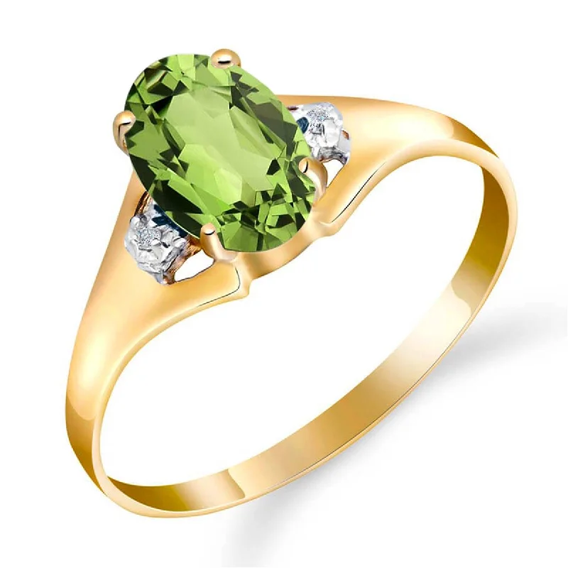 0.76 Carat 14K Solid Yellow Gold Motions Of Love Peridot Diamond Ring