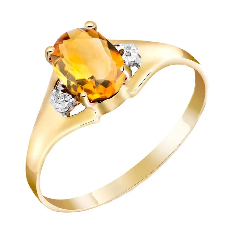 0.76 Carat 14K Solid Yellow Gold Possessed Glee Citrine Diamond Ring