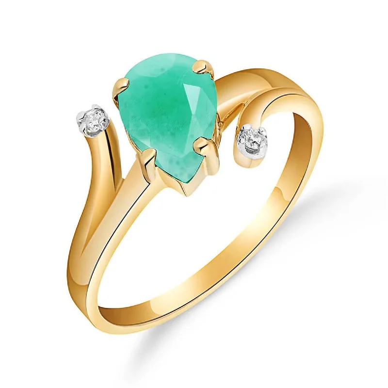 1.01 Carat 14K Solid Yellow Gold Ring Diamond Emerald