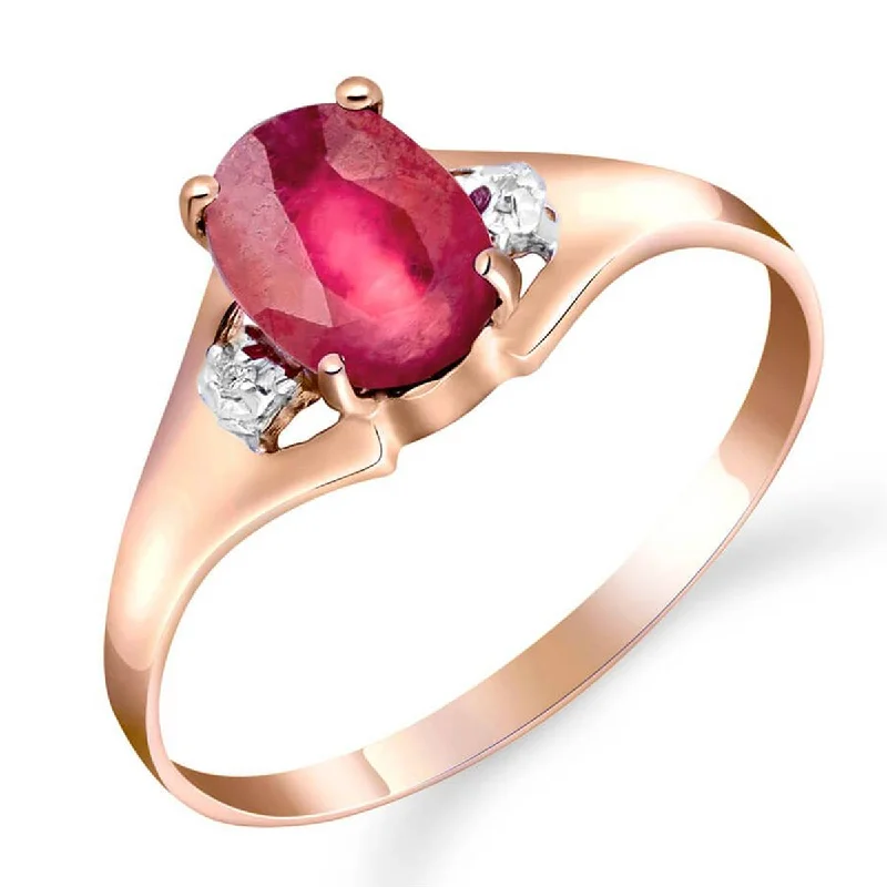 1.26 Carat 14K Solid Rose Gold Brilliance Ruby Diamond Ring