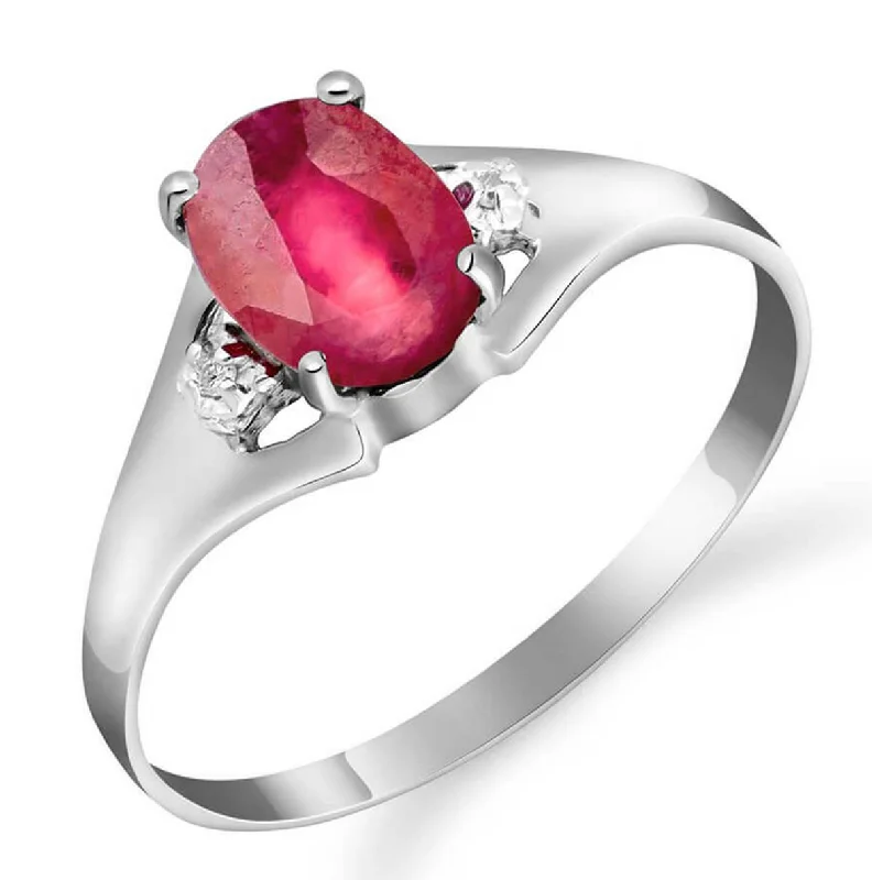 1.26 Carat 14K Solid White Gold Live In Joy Ruby Diamond Ring