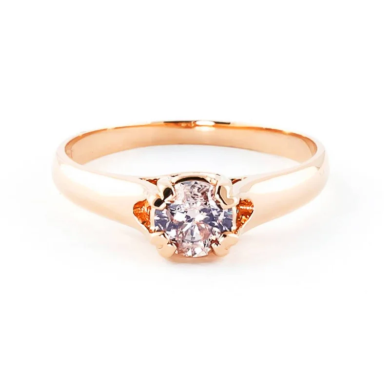 14K Solid Rose Gold Diamond Ring 0.75 Carat Natural Diamond