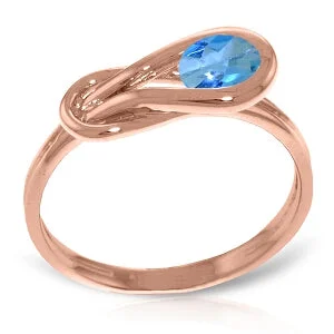 14K Solid Rose Gold Ring Natural Blue Topaz Certified