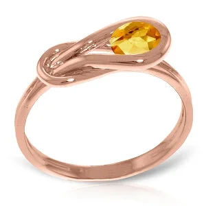 14K Solid Rose Gold Ring Natural Citrine Certified