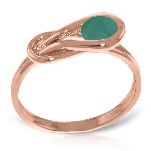 14K Solid Rose Gold Ring Natural Emerald Gemstone