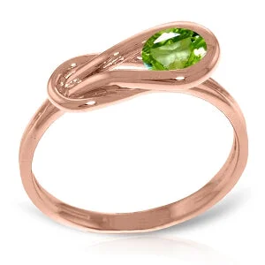 14K Solid Rose Gold Ring Natural Peridot Jewelry