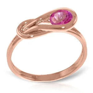 14K Solid Rose Gold Ring w/ Natural Pink Topaz