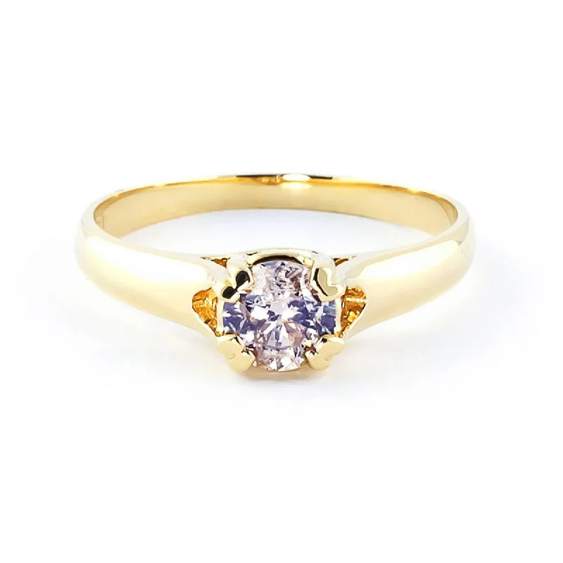 14K Solid Yellow Gold Midnight You Solitaire Diamond Ring