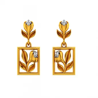 14KT (585) Yellow Gold And Diamond Earrings For Women