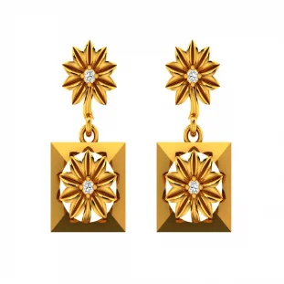 14KT (585) Yellow Gold And Diamond Earrings For Women