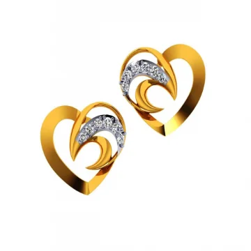 14KT (585) Yellow Gold And Diamond Earrings For Women