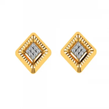 14KT (585) Yellow Gold And Diamond Earrings For Women