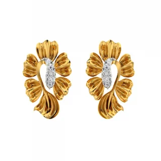 14KT (585) Yellow Gold And Diamond Earrings For Women