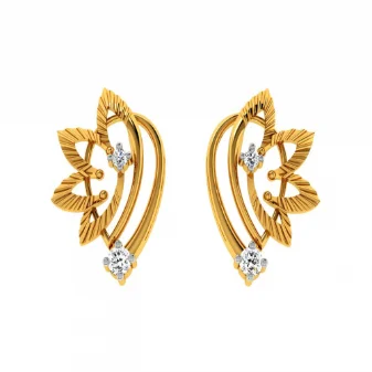 14KT (585) Yellow Gold And Diamond Earrings For Women