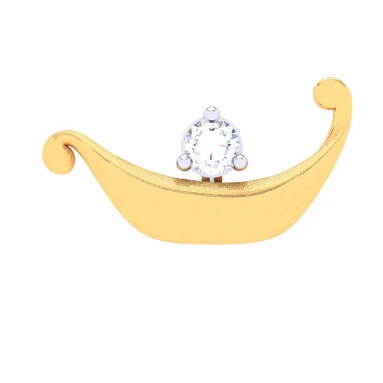 14KT Boat Shaped Stud Gold Nosepin With A Diamond From Online Exclusive Collection