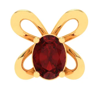 14KT Butterfly Shaped Gold Nosepin With A Red Stone From Online Exclusive Collection