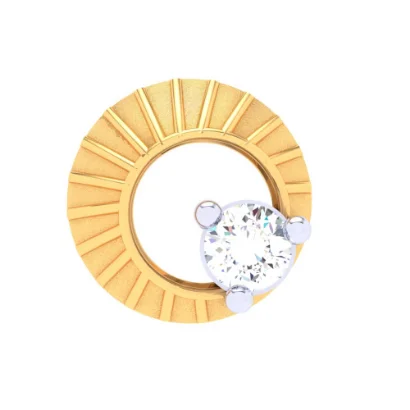 14KT Circle Shaped Gold Nosepin With A Diamond From Online Exclusive Collection