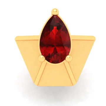 14KT Diya Shape Gold Nosepin With A Raindrop Shape Red Stone From Online Exclusive