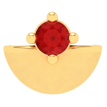 14KT Diya Shape Gold Nosepin With A Round Shape Red Stone From Online Exclusive