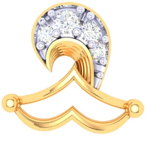 14KT Diya Shaped Gold Nosepin With Four Diamonds From Online Exclusive Collection