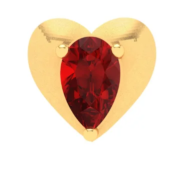 14KT Love Shaped Stud Gold Nosepin With Red Stone From Online Exclusive Collection