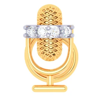 14KT Microphone Shaped Gold Nosepin With Three Stones From Online Exclusive