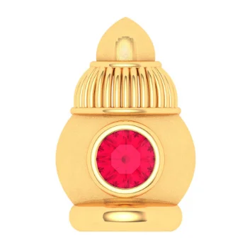 14KT Sindoor Case Shaped Gold Nosepin With A Red Stone From Online Exclusive Collection