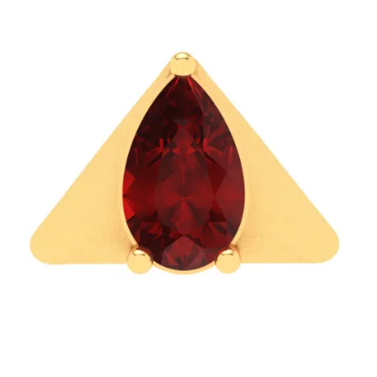 14KT Triangle Shape With A Oval Shape Red Stone Gold Nosepin From Online Exclusive