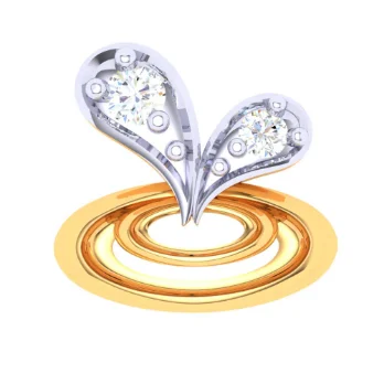 14KT Unique Love Shaped Gold Nosepin With Two Diamonds From Online Exclusive Collection