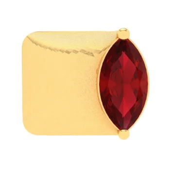 14KT Unique Shape Gold Nosepin With A Leaf Shape Red Stone From Online Exclusive